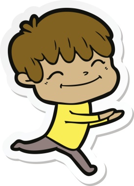 Bir insan tarafından çizilmiş mutlu bir çocuğun çıkartması.