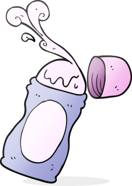 Bir insan tarafından deodorant üzerine çizilmiş karikatür rulosu.