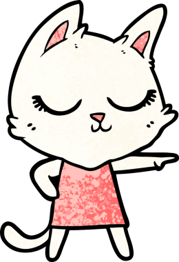 Sakin çizgi film kedisi bir insan tarafından çizilmiş.