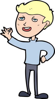 Çizgi filmci bir insan tarafından çizilmiş mükemmel bir jest yapıyor.