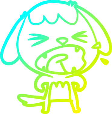 Bir insan tarafından çizilmiş şirin bir çizgi köpeğin soğuk gradyan çizgisi.