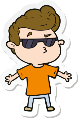 Bir insan tarafından çizilmiş havalı bir adamın çıkartması.