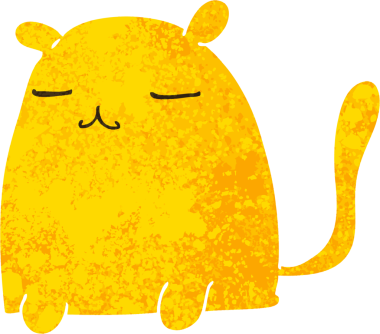 Bir insan tarafından çizilmiş eski çizim tarzı tuhaf çizgi film kedisi