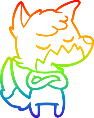 Bir insan tarafından çizilmiş dost bir tilkinin çizdiği gökkuşağı gradyan çizgisi.