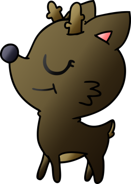 Bir insan tarafından çizilmiş, el yazısıyla çizilmiş sevimli kırmızı burunlu ren geyiği çizgi filmi.