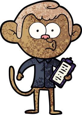 Bir insan tarafından çizilmiş çizgi film satıcısı maymun.