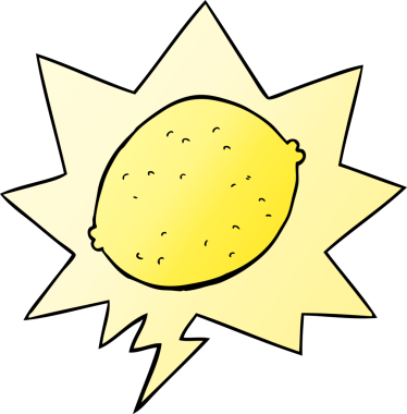 bir insan tarafından çizilmiş dil baloncuklu çizgi film limonu.