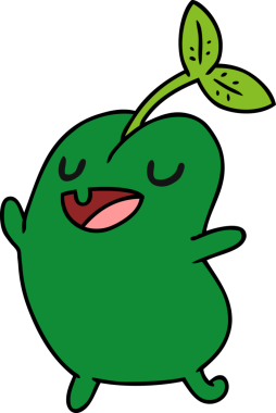 Çizgi film illüstrasyonu kawaii bir insan tarafından çizilmiş tatlı filizlenen fasulye.