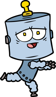 Bir insan tarafından çizilmiş çizgi film robotu