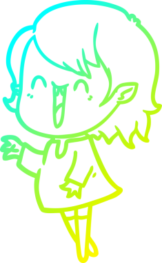 Bir insan tarafından çizilen mutlu vampir kız çizgi filminin soğuk gradyanı.