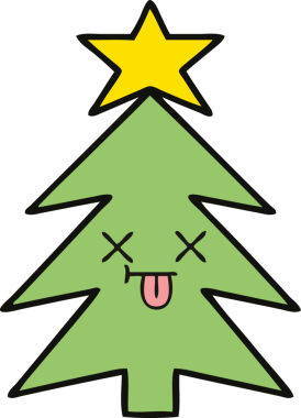 Bir insan tarafından çizilmiş güzel bir Noel ağacı karikatürü.