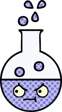 Bir insan tarafından çizilmiş bir test tüpünün çizgi romanı.