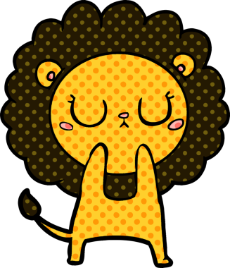 Bir insan tarafından çizilmiş çizgi film aslanı.