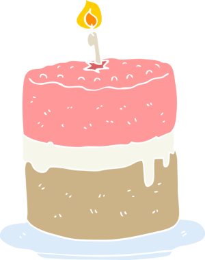 Bir insan tarafından çizilmiş düz renkli çizgi film pastası