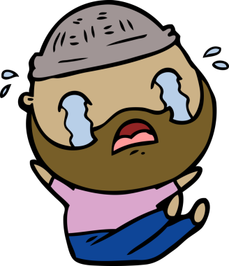 Çizgi film sakallı adam bir insan tarafından çizilmiş ağlıyor.