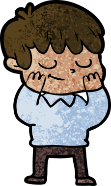 Bir insan tarafından çizilmiş mutlu çocuk çizgi filmi.