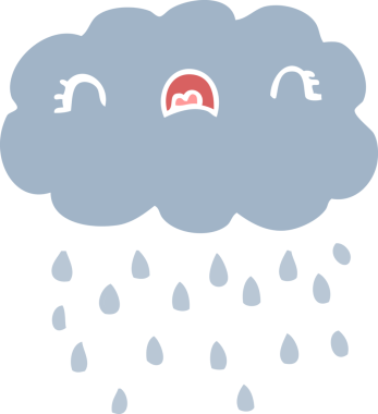 Bir insan tarafından çizilmiş şirin düz renkli çizgi film bulutu