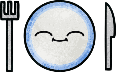 Bir insan tarafından çizilmiş yemek tabağının retro grunge deseni.