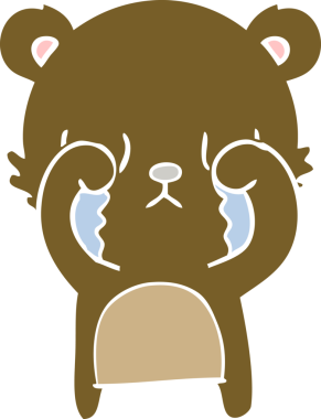 Bir insan tarafından çizilmiş düz renkli çizgi film ayısı.