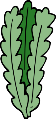 Bir insan tarafından çizilmiş yeşil yapraklar.