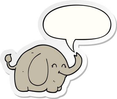 Bir insan tarafından çizilmiş balon çıkartmalı çizgi film fili.