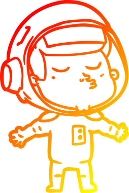 Bir insan tarafından çizilmiş kendinden emin bir astronotun sıcak çizgi çizimi