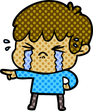 Bir insan tarafından çizilmiş ağlayan çizgi film çocuğu.