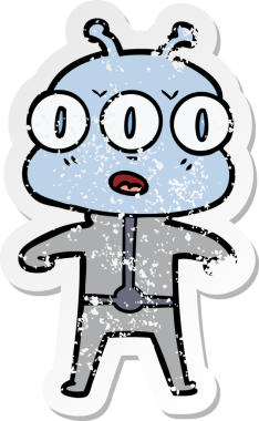 Bir insan tarafından çizilmiş üç gözlü bir karikatür çıkartması.