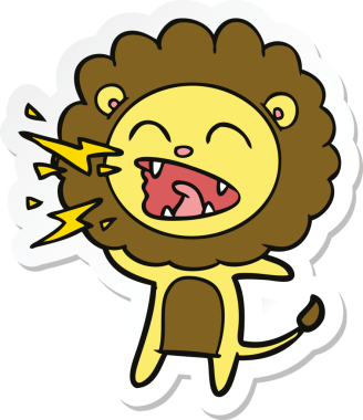 Bir insan tarafından çizilmiş kükreyen aslanın çıkartması.