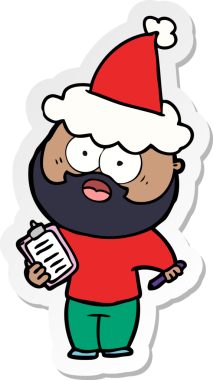 Bir insanın çizdiği Noel Baba şapkası takan sakallı bir adamın el yazısı.