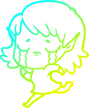 Bir insan tarafından çizilmiş, ağlayan bir elf kızı çizimi.