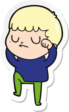 Bir insan tarafından çizilmiş huysuz bir çocuğun çıkartması.