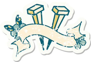 Bir insan tarafından çizilmiş demir çivili eski bir etiket.