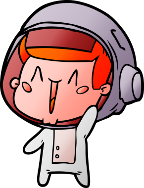 Bir insan tarafından çizilmiş mutlu astronot çizimi.