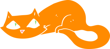 Bir insan tarafından çizilmiş kedinin düz renk çizimi