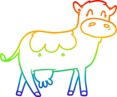 gökkuşağı gradyan çizgi çizimi bir insan tarafından çizilmiş süt ineği