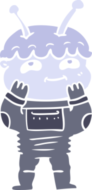 bir insan tarafından çizilmiş düz renk çizgi film uzay adamı