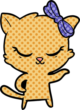 Bir insan tarafından çizilmiş sevimli çizgi film kedisi.