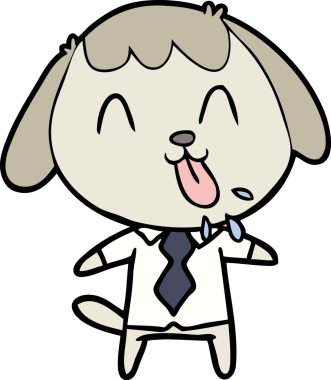 Bir insan tarafından çizilmiş şirin bir çizgi film köpeği.