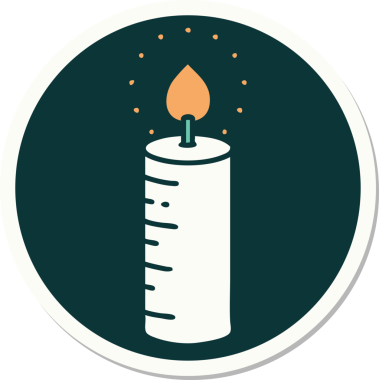 Bir insan tarafından çizilmiş geleneksel bir mum stiliyle dövme çıkartması.