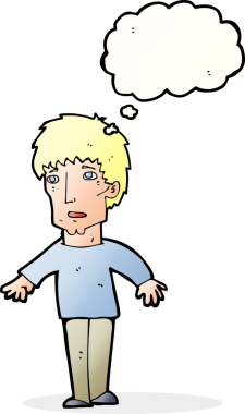 Bir insan tarafından çizilen düşünce baloncuğuyla adamı şaşırtan çizgi film.