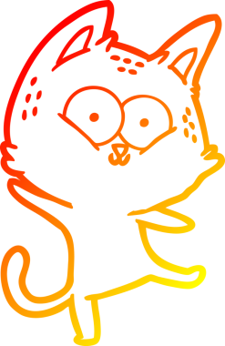 Bir insan tarafından çizilen çizgi film kedisinin sıcak çizgi çizimi