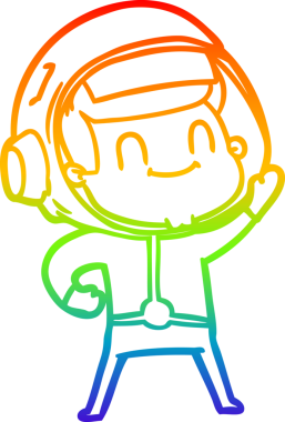 gökkuşağı gradyan çizimi mutlu bir çizgi astronot çizimi bir insan tarafından çizildi