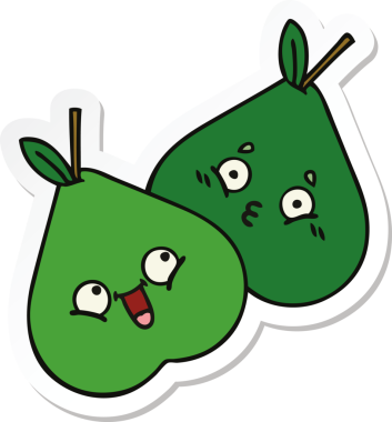 Bir insan tarafından çizilmiş şirin bir armutun çıkartması.