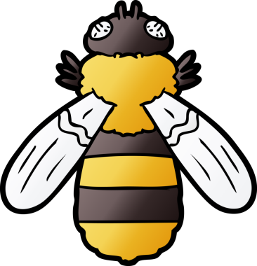 Bir insan tarafından çizilmiş çizgi film arısı.