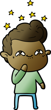 Bir insan tarafından çizilmiş heyecanlı bir çizgi film.