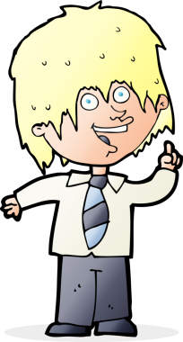 Bir insan tarafından çizilmiş bir fikri olan karikatür okulu çocuğu.