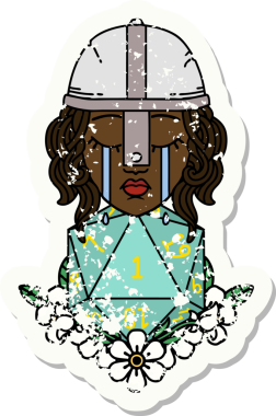 Retro Dövme Tarzı Ağlayan İnsan Dövüşçüsü Bir insan tarafından çizilmiş doğal bir D20 ruloyla