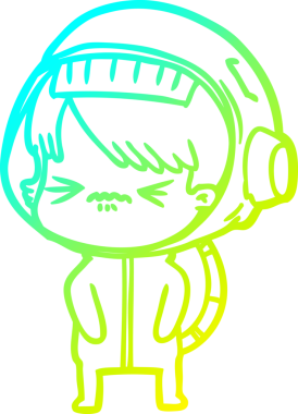 Bir insan tarafından çizilmiş kızgın bir uzay kızı çizimi.