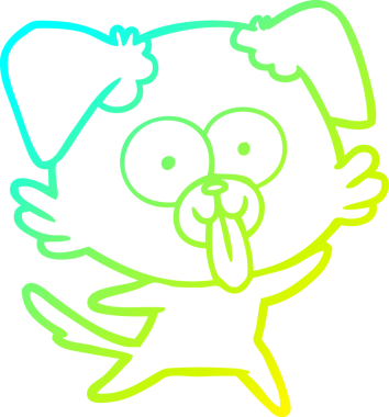 Bir insan tarafından çizilmiş dilli çizgi film köpeği çizimi.